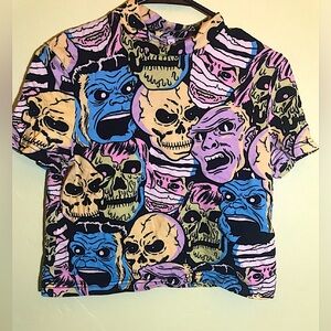 Zombie print crop top shirt